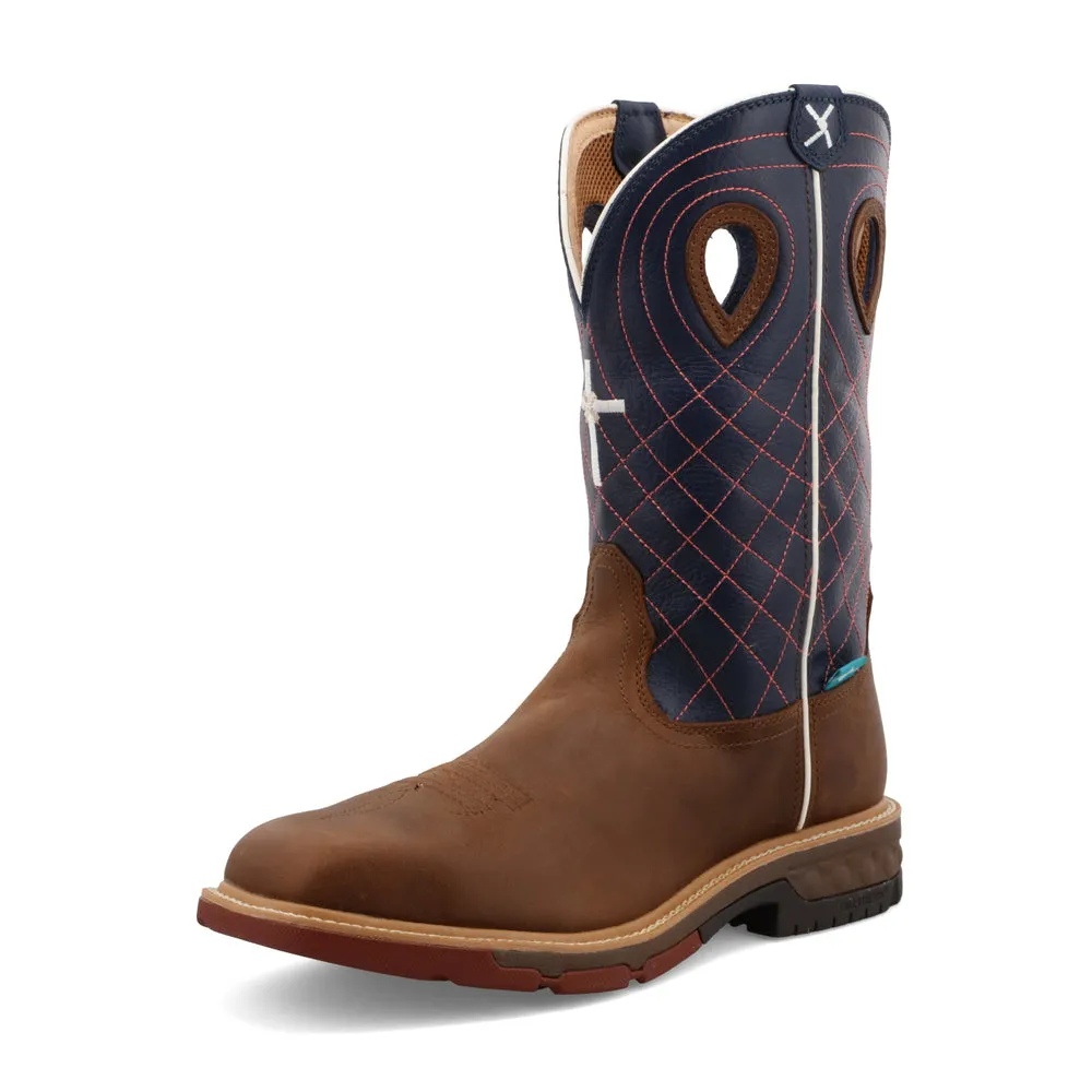 Twisted X 12″ Western Work Boot Mocha / Navy